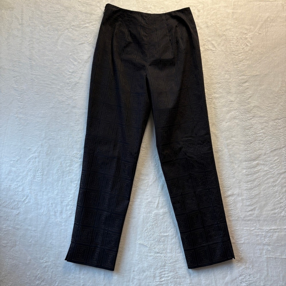 Vtg Talbots Pants Women Sz 4 Black & Brown Embroidered Pattern Fully Lined